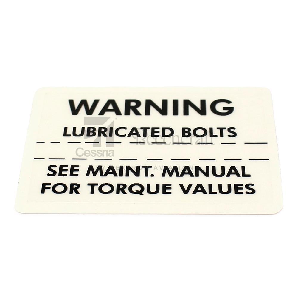 101-120137-1 | Lubricated Bolts Warning Decal