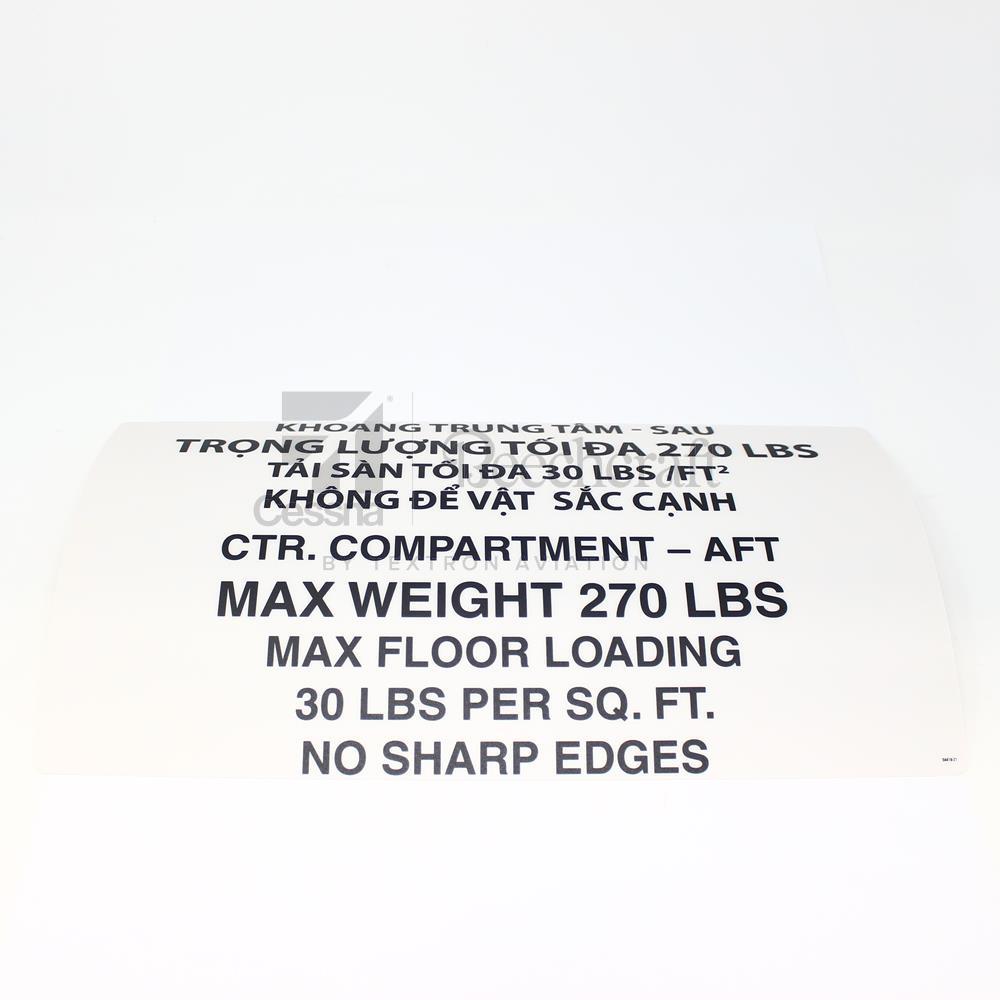 S4419-21|PLACARD CENTER AFT