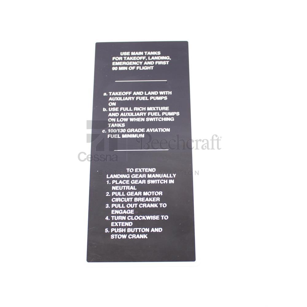 5119408-16|PLACARD MAIN GEAR RET STD