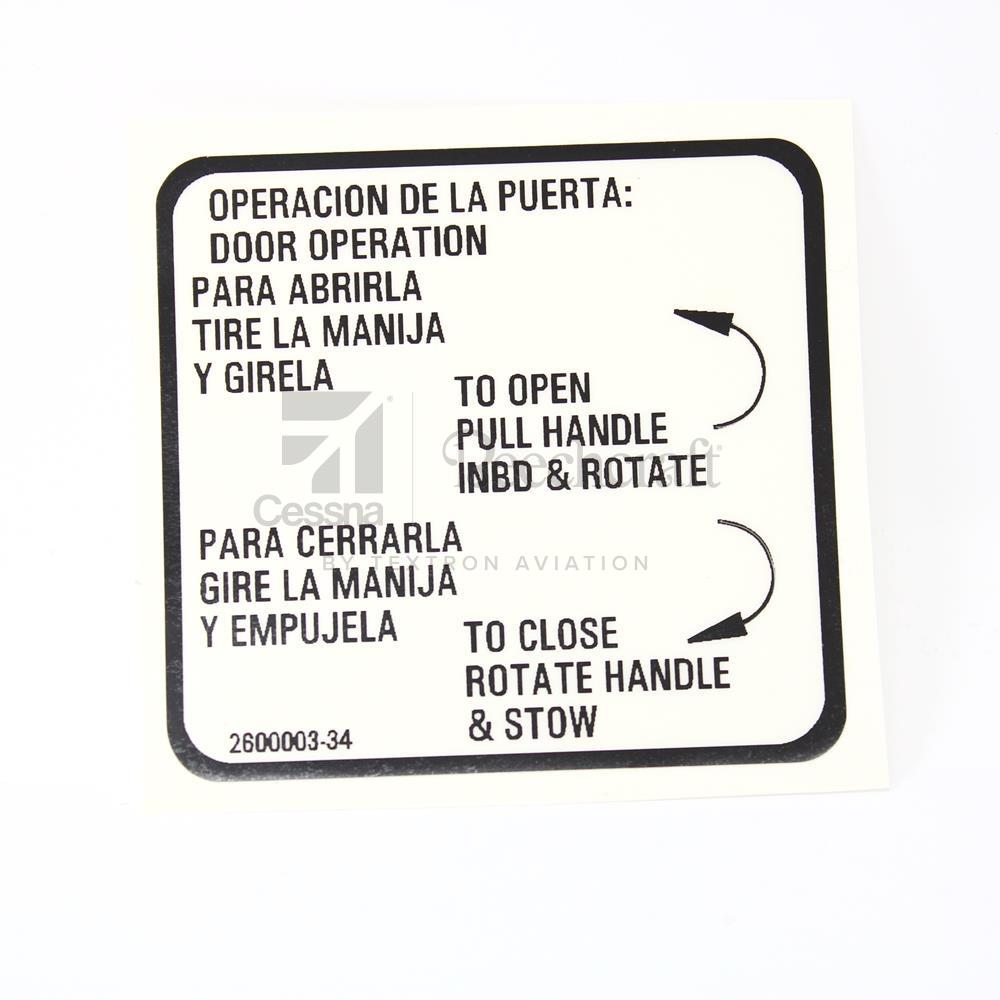 2600003-34|PLACARD UPPER DOOR CARGO