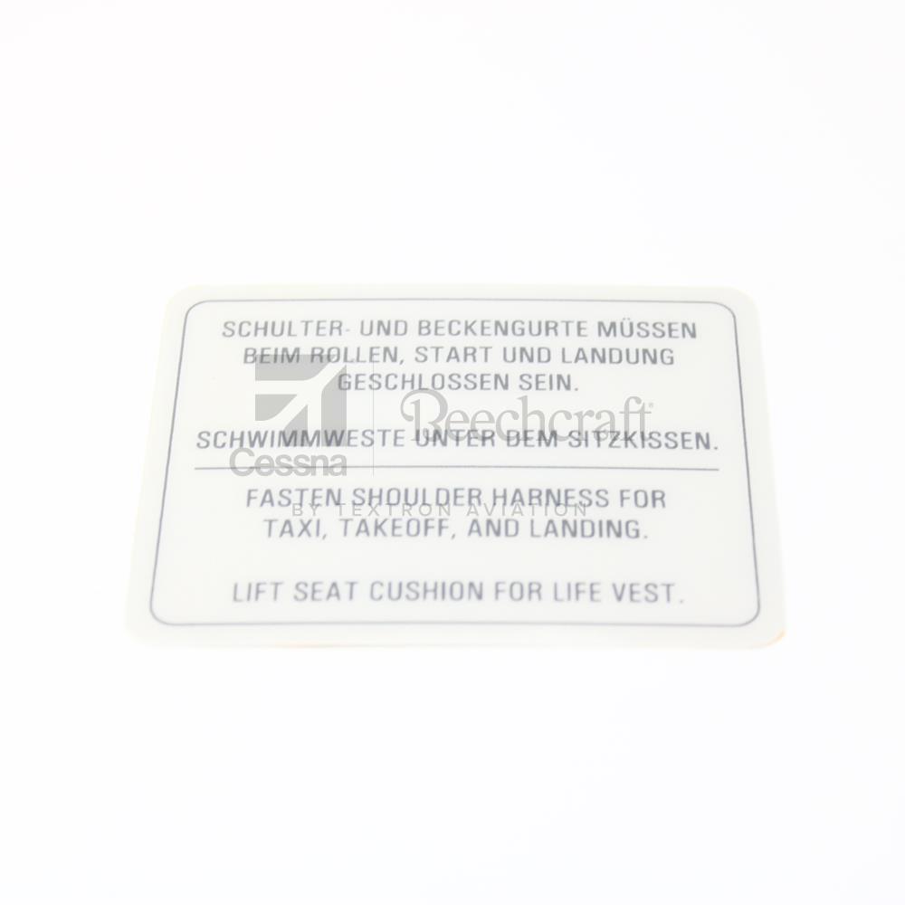 4516051-119|PLACARD FORWARD SFS W/O ARM