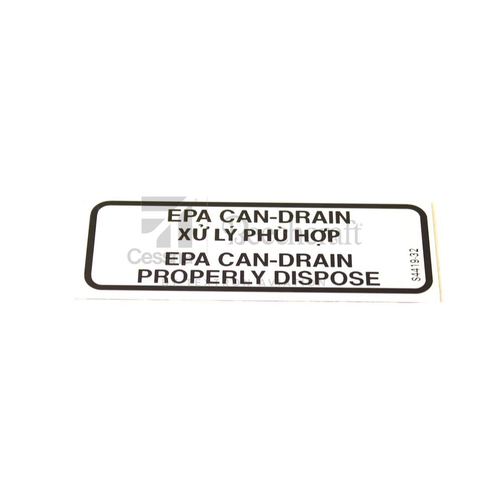S4419-32|PLACARD - EPA CAN-DRAIN