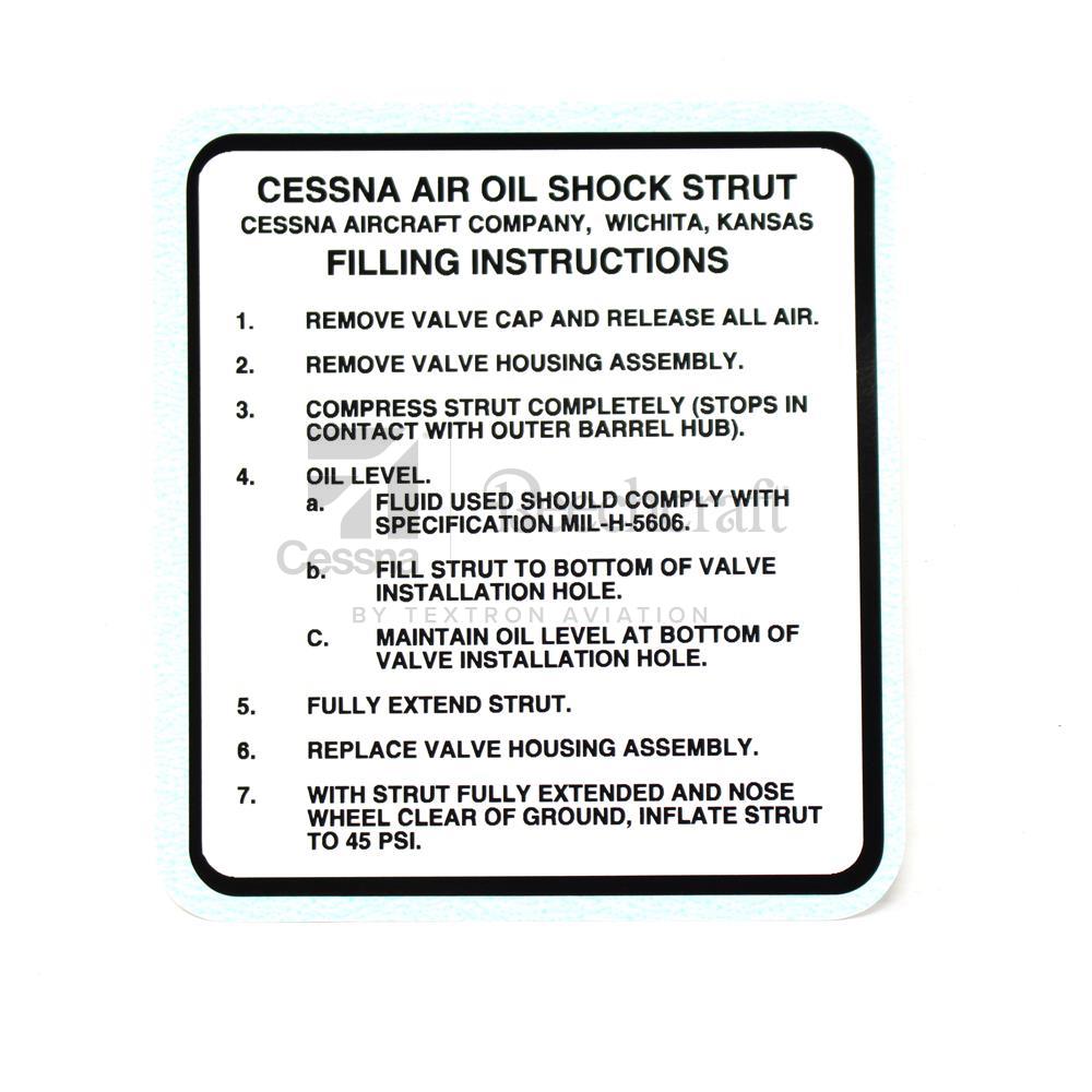 0543032-2 | Placard - Cessna Air Oil Shock Strut | Textron Aviation