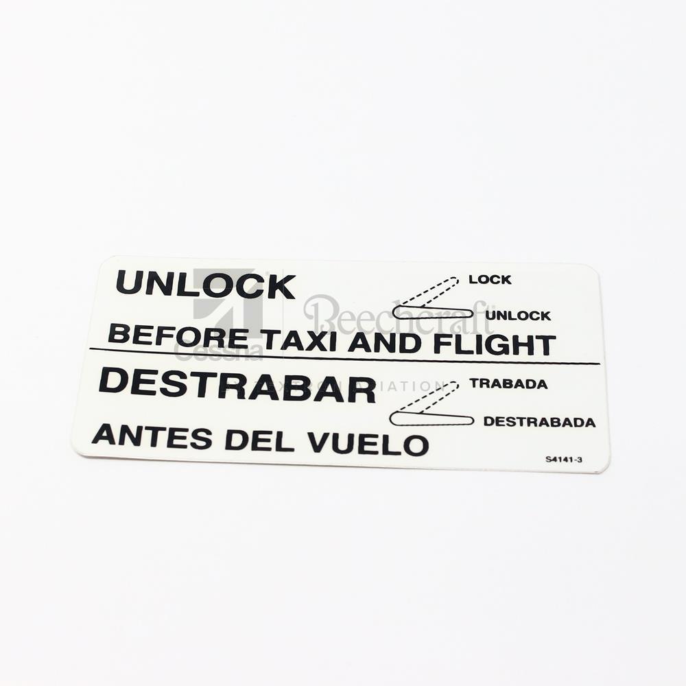 S4141-3|PLACARD-RUDDER GUST LOCK